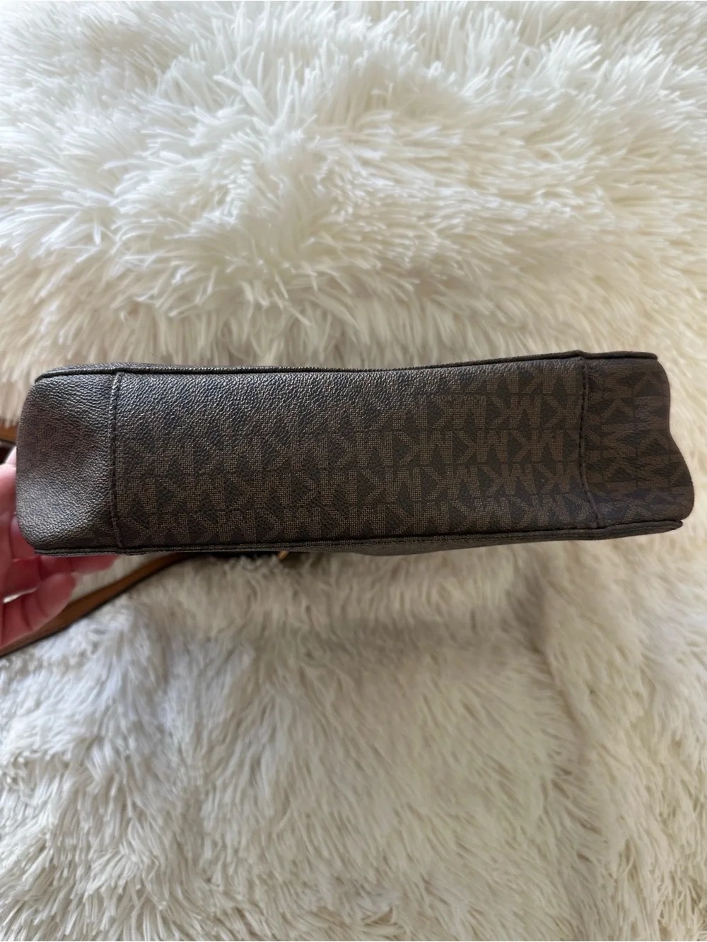 Michael Kors Jet Set Brown MK Signature Coated Canvas Crossbody Messenger Bag